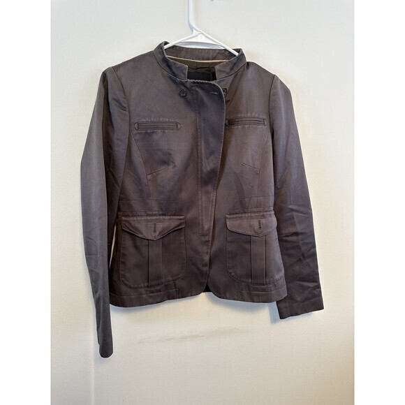 Banana Republic Woman Bomber Lightweight  Full Zip‎ Jacket Charcoal Gray Size 4 - Picture 3 of 10